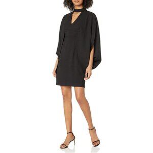 Trina Turk NWT Little Black Shimmer Cape Sleeve Cocktail Formal Mini Dress sz 4